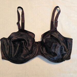 Bali Black 40C Double Support 6375 Wireless Lace Bra Full Coverage GUC